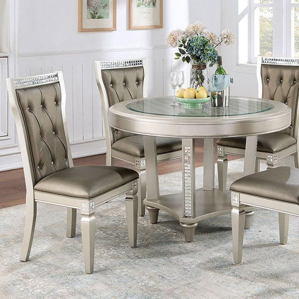 Adelina CM3158RT Champagne Transitional Round Table By Furniture Of America - sofafair.com