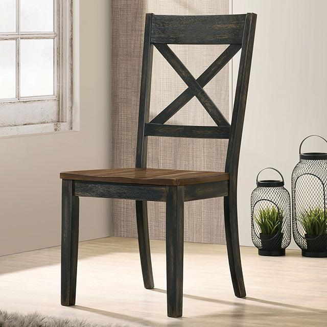 Yensley CM3167A-SC-2PK Antique Oak/Antique Black Rustic Chair By Furniture Of America - sofafair.com
