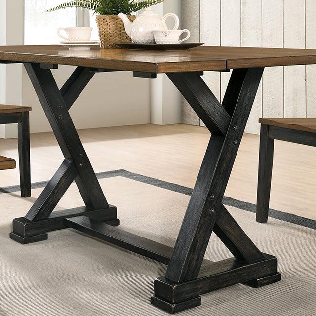 Yensley CM3167A-T Antique Oak/Antique Black Rustic Dining Table By Furniture Of America - sofafair.com