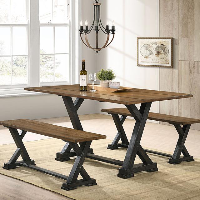 Yensley CM3167A-T Antique Oak/Antique Black Rustic Dining Table By Furniture Of America - sofafair.com