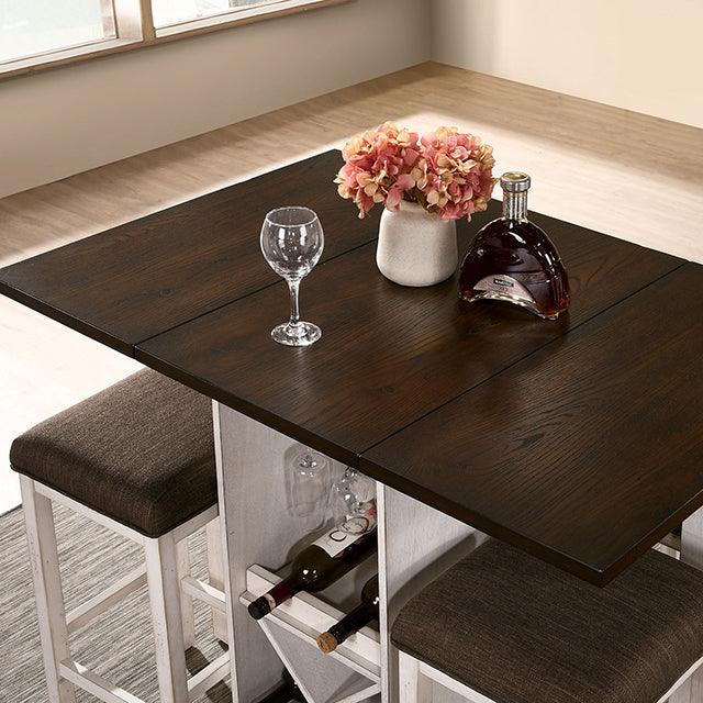 Bingham CM3168BR-PT Dark Walnut/Antique White Rustic Counter Ht. Table By Furniture Of America - sofafair.com