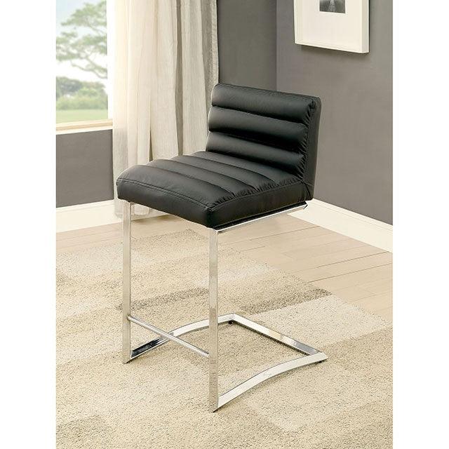 Livada CM3170BK-PC-2PK Chrome/Black Contemporary Counter Ht. Chairs (2/Box) By Furniture Of America - sofafair.com