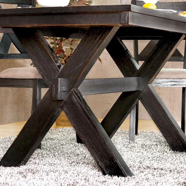 Xanthe CM3172T Brushed Black/Warm Gray Rustic Dining Table By Furniture Of America - sofafair.com