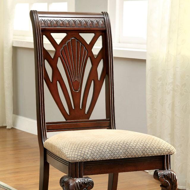 Petersburg CM3185SC-2PK Cherry/Tan Traditional Side Chair (2/Box) By Furniture Of America - sofafair.com