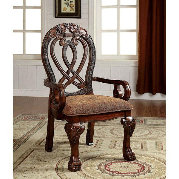 Wyndmere CM3186CH-AC-2PK Cherry Traditional Arm Chair (2/Box) By Furniture Of America - sofafair.com