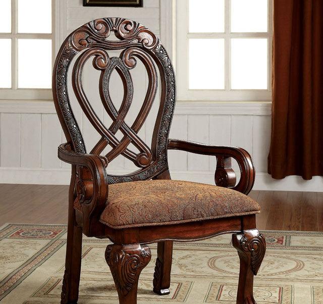 Wyndmere CM3186CH-AC-2PK Cherry Traditional Arm Chair (2/Box) By Furniture Of America - sofafair.com