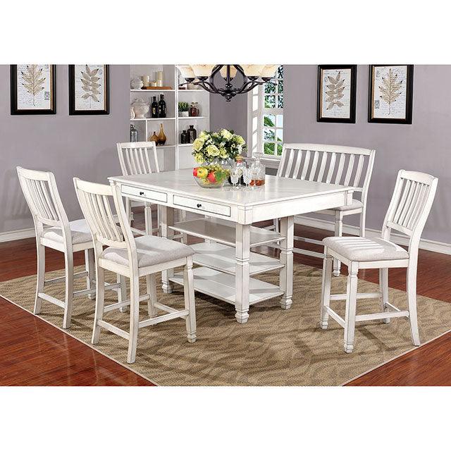 Kaliyah CM3194PC-2PK Antique White Transitional Counter Ht. Chair (2/Ctn) By Furniture Of America - sofafair.com
