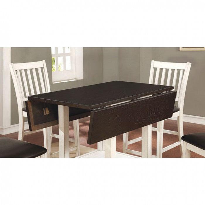 Raegan CM3197PT Antique White/Espresso Rustic Counter Ht. Table By furniture of america - sofafair.com