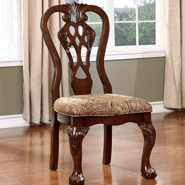 Elana CM3212SC-2PK Brown Cherry/Brown Traditional Side Chair (2/Box) By Furniture Of America - sofafair.com