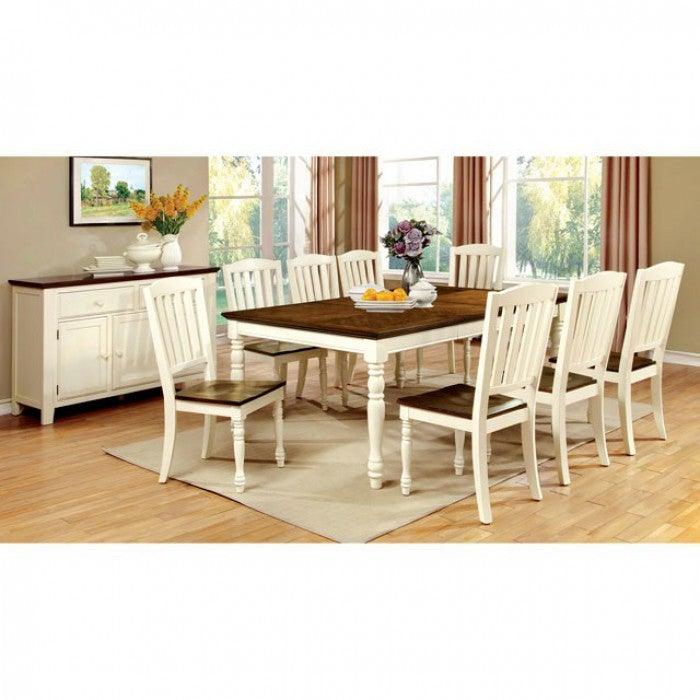 Harrisburg CM3216T Vintage White/Dark Oak Transitional Dining Table By furniture of america - sofafair.com