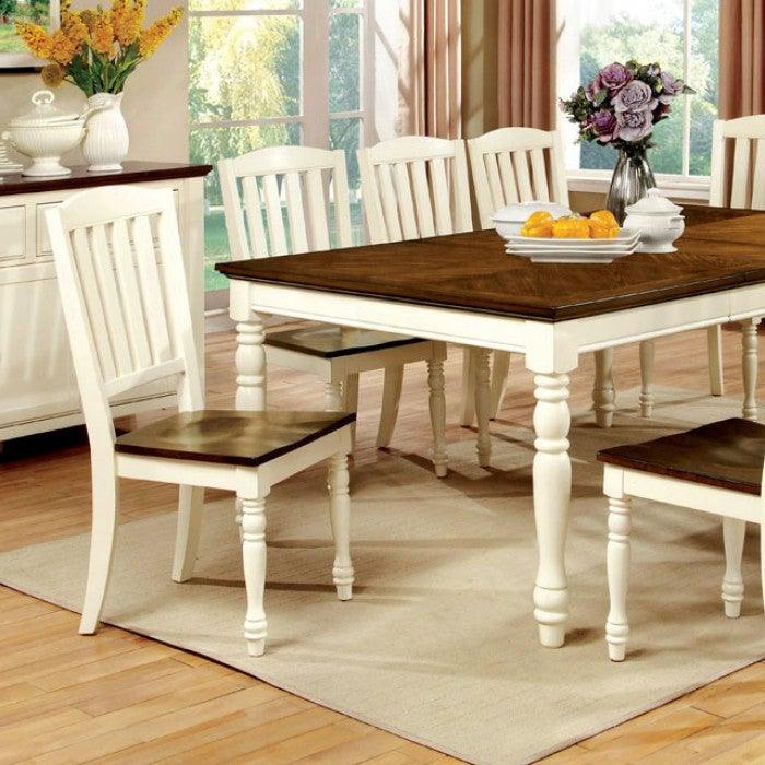 Harrisburg CM3216T Vintage White/Dark Oak Transitional Dining Table By furniture of america - sofafair.com