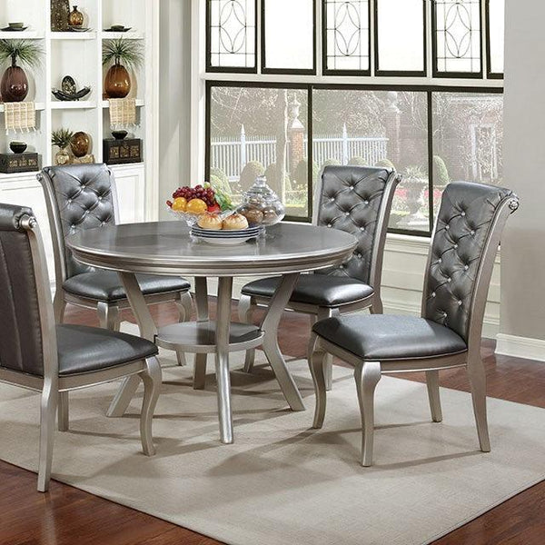 Amina CM3219RT Champagne Transitional Round Dining Table By Furniture Of America - sofafair.com