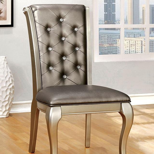 Amina CM3219SC-2PK Champagne Transitional Side Chair (2/Box) By Furniture Of America - sofafair.com