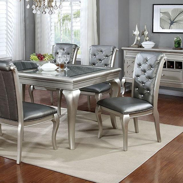 Amina CM3219T-66 Champagne Transitional 66" Dining Table By Furniture Of America - sofafair.com