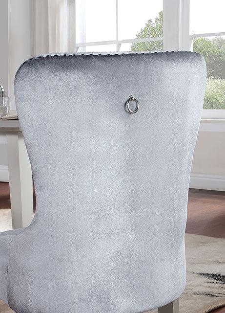 Adalia CM3241GY-SC-2PK Silver/Dark Gray Glam Chair (2/Ctn) By Furniture Of America - sofafair.com