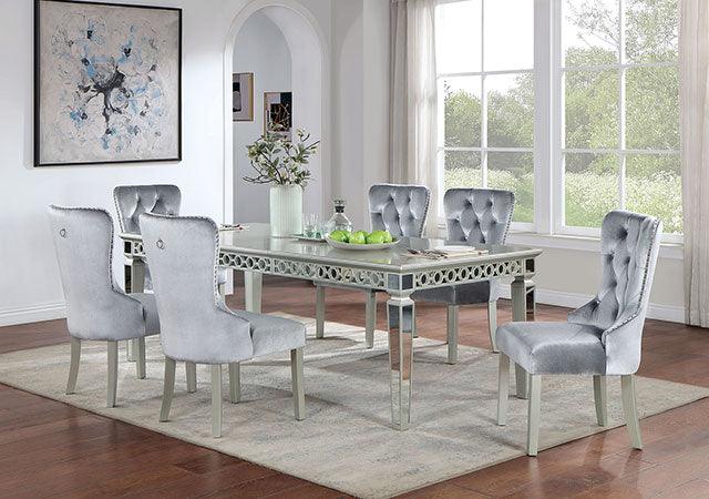 Adalia CM3241SV-T Silver/Dark Gray Glam Dining Table By Furniture Of America - sofafair.com