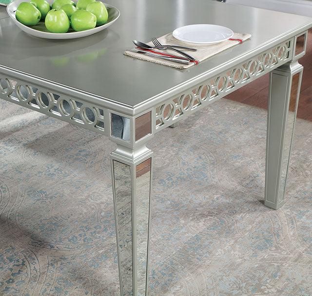 Adalia CM3241SV-T Silver/Dark Gray Glam Dining Table By Furniture Of America - sofafair.com