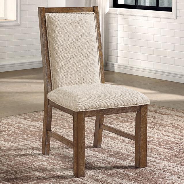 Monclova CM3249A-SC-2PK Rustic Oak/Beige Transitional Side Chair By Furniture Of America - sofafair.com
