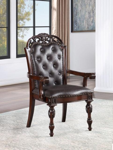 Nouvelle CM3256CH-AC-2PK Brown Cherry/Espresso Traditional Arm chair By Furniture Of America - sofafair.com
