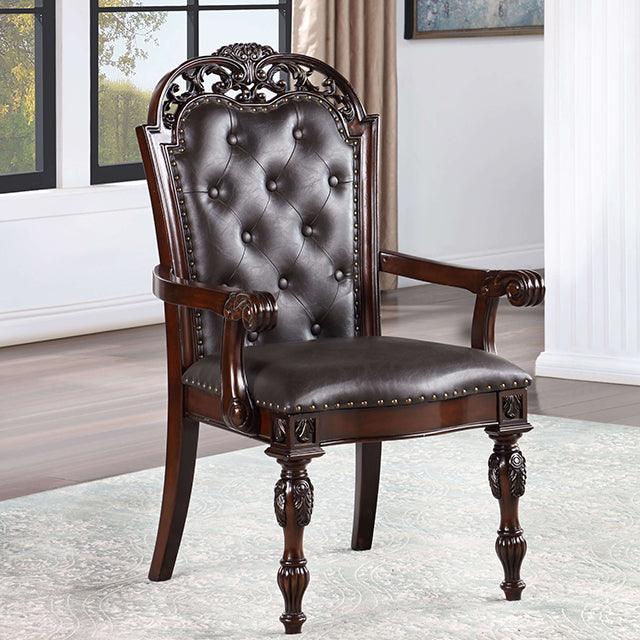 Nouvelle CM3256CH-AC-2PK Brown Cherry/Espresso Traditional Arm chair By Furniture Of America - sofafair.com
