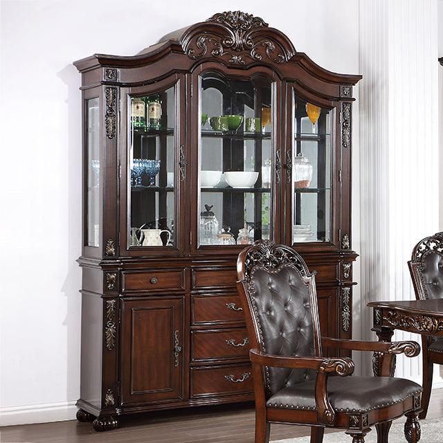 Nouvelle CM3256CH-HB Brown Cherry Traditional Hutch & Buffet By Furniture Of America - sofafair.com