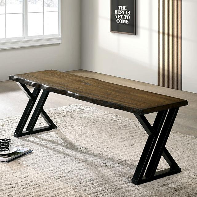 Barbary CM3257A-BN Black/Dark Oak Industrial Bench By Furniture Of America - sofafair.com