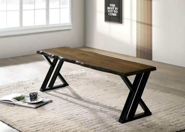 Barbary CM3257A-BN Black/Dark Oak Industrial Bench By Furniture Of America - sofafair.com