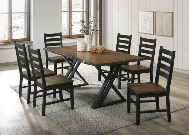 Barbary CM3257A-T Black/Dark Oak Industrial Dining Table By Furniture Of America - sofafair.com