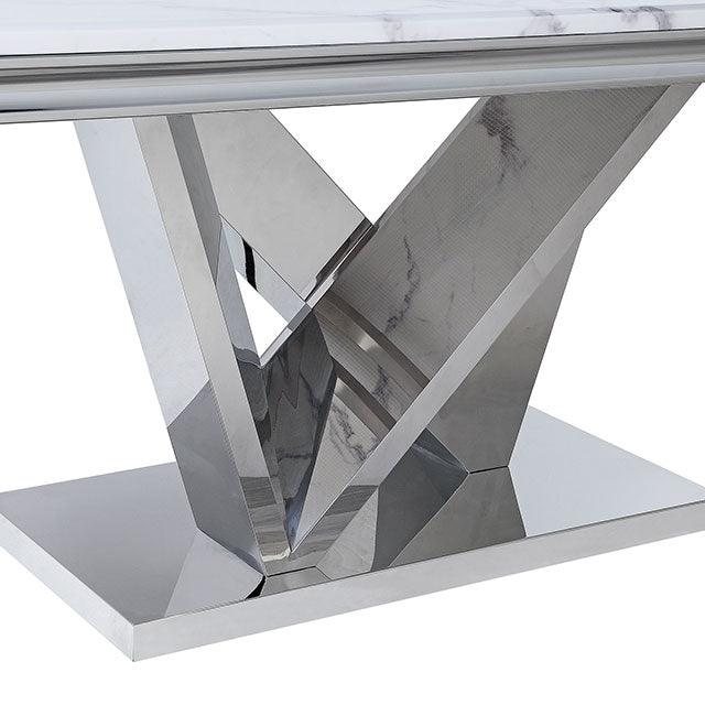 Valdevers CM3294T Chrome Glam Dining Table By Furniture Of America - sofafair.com