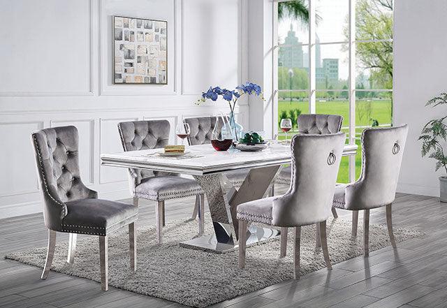 Valdevers CM3294T Chrome Glam Dining Table By Furniture Of America - sofafair.com