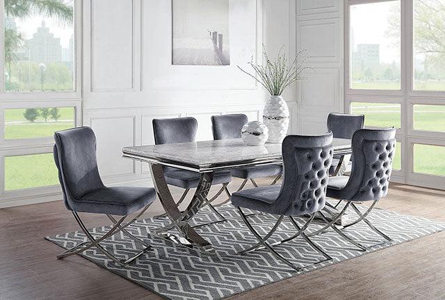 Wadenswil CM3285SC Chrome/Gray Glam Side Chair (2/Box) By Furniture Of America - sofafair.com