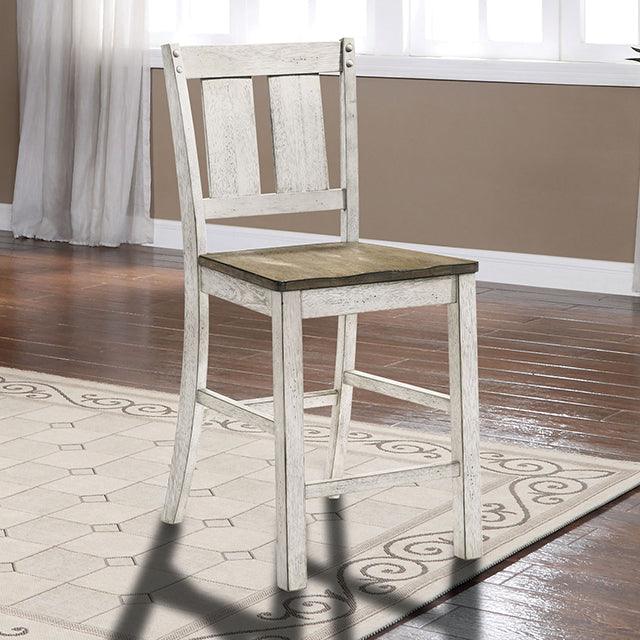 Dakota CM3289BR-PC-2PK Antique White/Ash Brown Rustic Counter Ht. Chair By Furniture Of America - sofafair.com