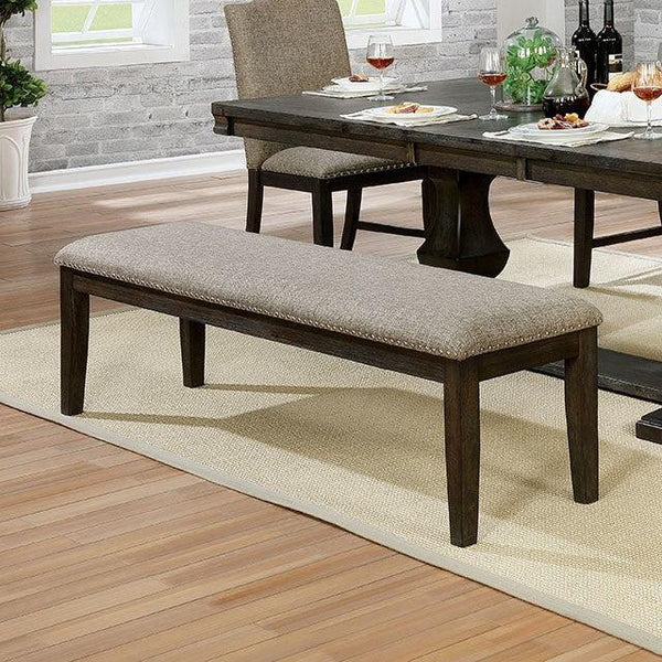 Faulk CM3310BN Espresso/Warm Gray Transitional Bench By Furniture Of America - sofafair.com