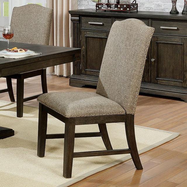 Faulk CM3310SC Espresso/Warm Gray Transitional Side Chair (2/Ctn) By Furniture Of America - sofafair.com