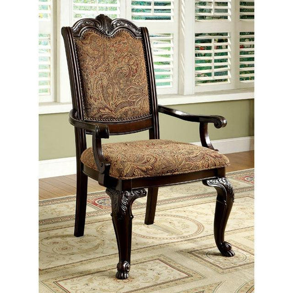 Bellagio CM3319F-AC-2PK Brown Cherry/Brown Traditional Arm Chair (2/Box) By Furniture Of America - sofafair.com