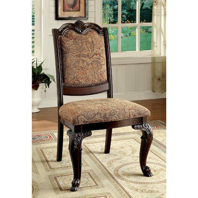 Bellagio CM3319F-SC-2PK Brown Cherry/Brown Traditional Side Chair (2/Box) By furniture of america - sofafair.com