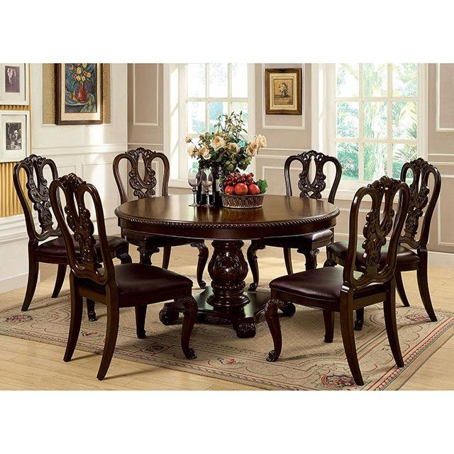 Bellagio CM3319RT Brown Cherry Traditional Dining Table By Furniture Of America - sofafair.com
