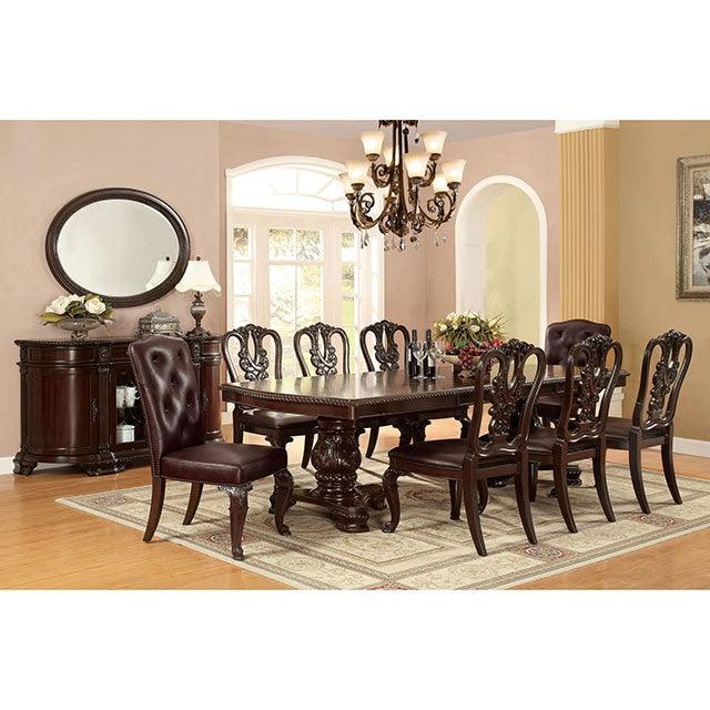 Bellagio CM3319L-SC-2PK Brown Cherry/Dark Brown Traditional Leatherette Side Chair (2/Box) By Furniture Of America - sofafair.com