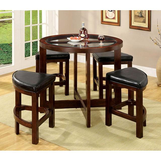 Crystal Cove CM3321PT-5PK Dark Walnut Contemporary 5 Pc. Counter Ht. Table Set By Furniture Of America - sofafair.com