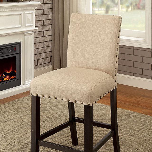 Kaitlin CM3323PC-2PK Light Walnut/Beige Industrial Counter Ht. Chair (2/Ctn) By Furniture Of America - sofafair.com
