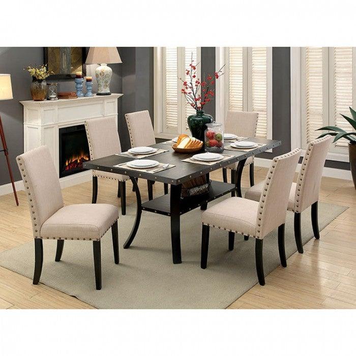 Kaitlin CM3323T Light Walnut/Beige Industrial Dining Table By furniture of america - sofafair.com