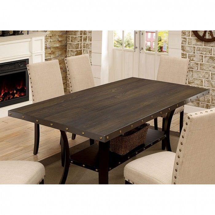 Kaitlin CM3323T Light Walnut/Beige Industrial Dining Table By furniture of america - sofafair.com