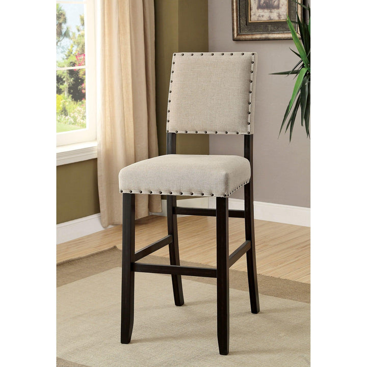 Sania CM3324BK-BC-2PK Antique Black/Beige Rustic Bar Chair (2/Box) By Furniture Of America - sofafair.com
