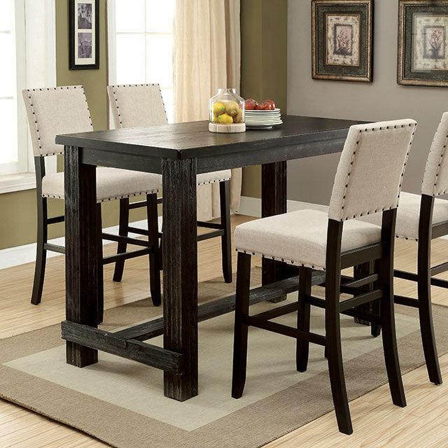 Sania CM3324BK-BT Antique Black Rustic Bar Table By Furniture Of America - sofafair.com