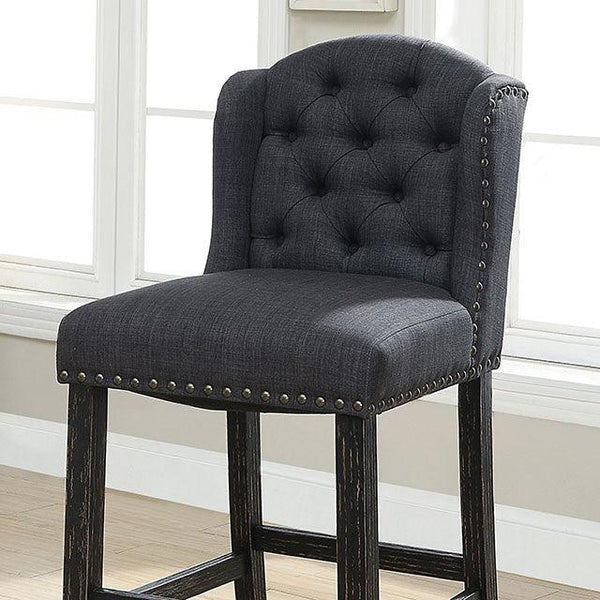 Sania CM3324BK-GY-BCW-2PK Antique Black/Gray Rustic Bar Chair (2/Box) By Furniture Of America - sofafair.com