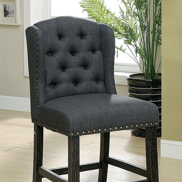 Sania CM3324BK-GY-PCW-2PK Antique Black/Gray Rustic Counter Ht. Chair (2/Box) By Furniture Of America - sofafair.com
