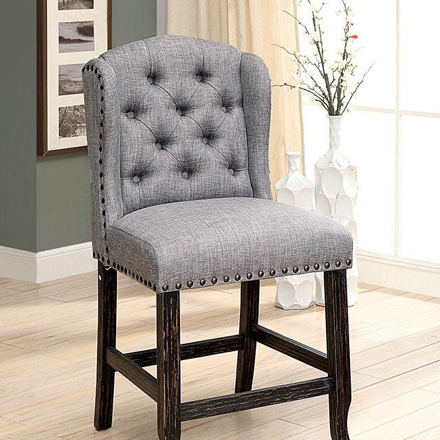 Sania CM3324BK-LG-PCW-2PK Antique Black/Light Gray Rustic Counter Ht. Chair (2/Box) By Furniture Of America - sofafair.com