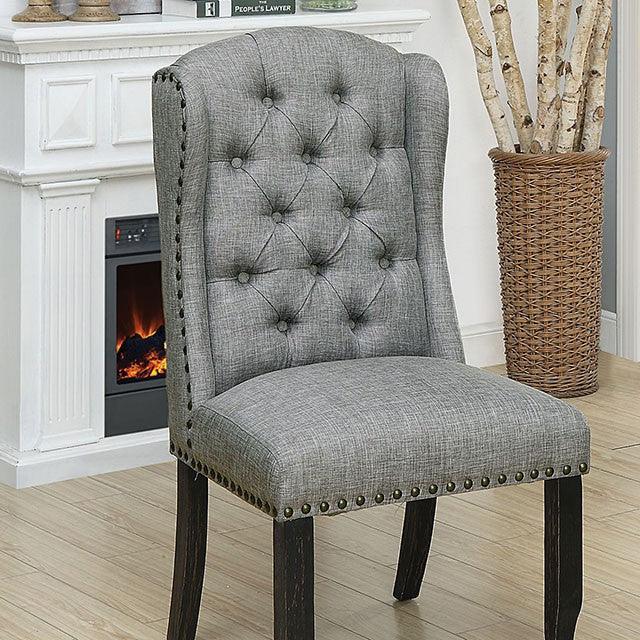 Sania CM3324BK-LG-SC-2PK Antique Black/Blue Rustic Side Chair (2/Box) By Furniture Of America - sofafair.com