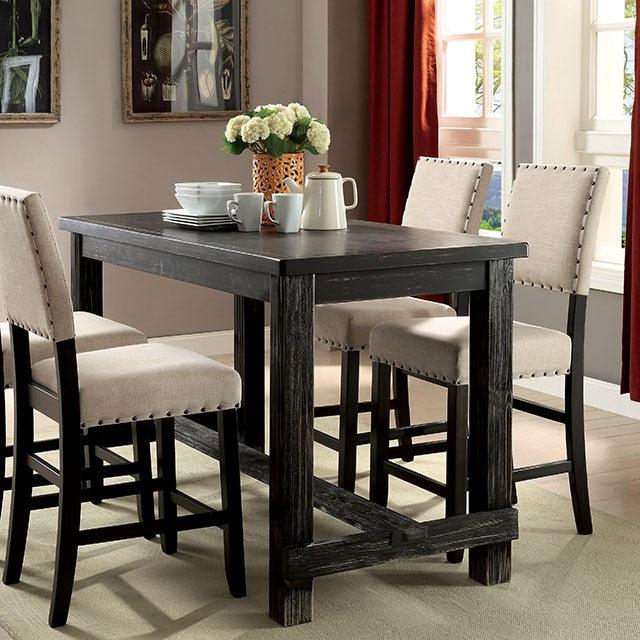 Sania CM3324BK-PT Antique Black Rustic Counter Ht. Table By Furniture Of America - sofafair.com
