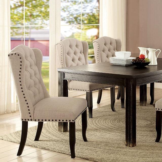 Sania CM3324BK-T Antique Black/Beige Rustic Dining Table By Furniture Of America - sofafair.com